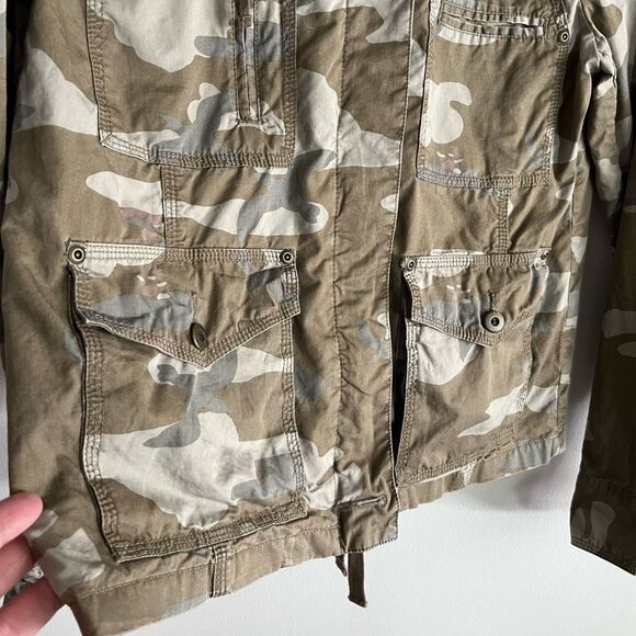 Old Navy Camo Utility Jacket Women’s S | Zip Front Military Cargo Pockets Y2K - Picture 4 of 7